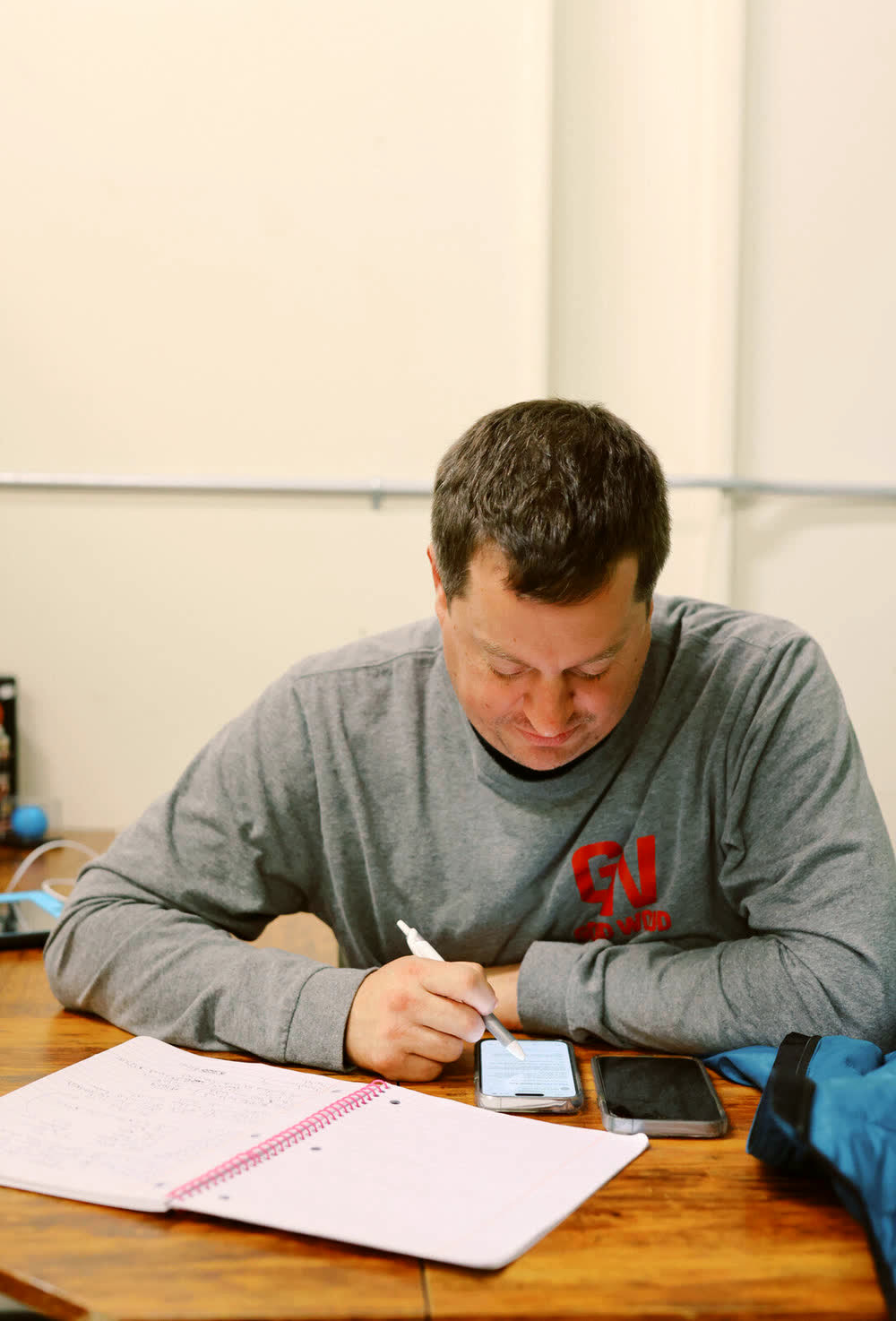 A crew lead reading a set of plans